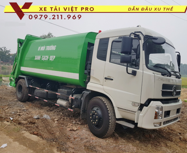 Báo giá Dongfeng 2 chân Xe cuốn ép chở rác 14 khối