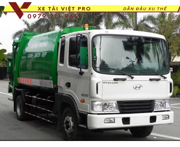Ô tô Hyundai cuốn ép chở rác 8 khối