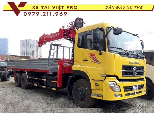 Xe dongfeng 3 chân gắn cẩu Atom 7 tấn