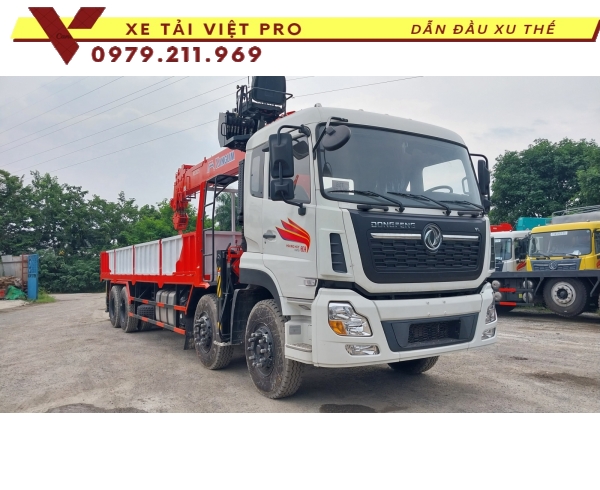 Xe tải DONGFENG 4 chân gắn cẩu KANGLIM 12 tấn