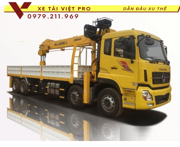 Xe Dongfeng 4 chân gắn cẩu Soosan 10 tấn