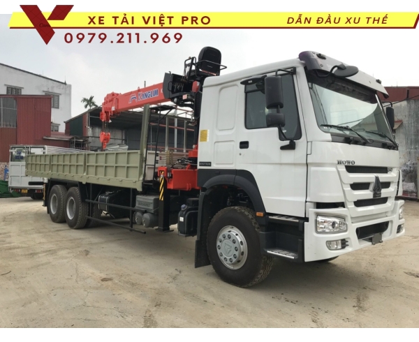 Xe tải Howo 3 chân gắn cẩu Kanglim 8t - Thông số và báo giá mới nhất tại Việt Nam