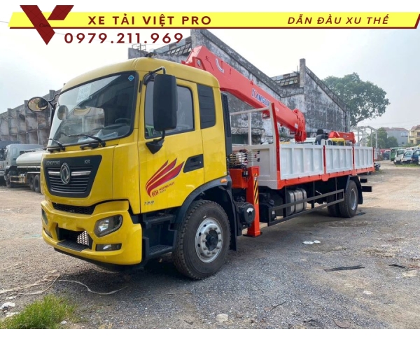 Xe Cẩu Dongfeng 2 Chân Gắn Cần Kanglim 7 Tấn 4 Đốt