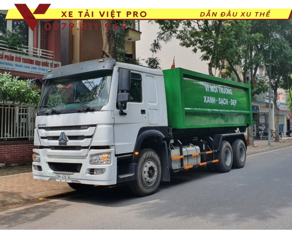 Xe Howo chở rác thùng rời 22 khối