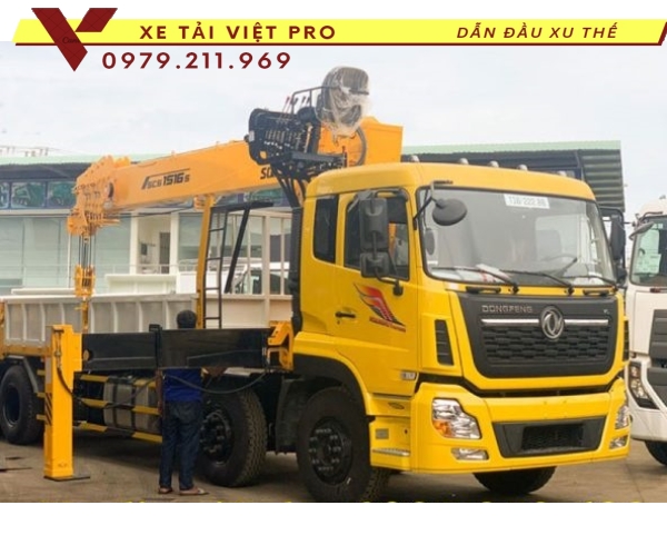Xe dongfeng 4 chân gắn cẩu Soosan 15 tấn