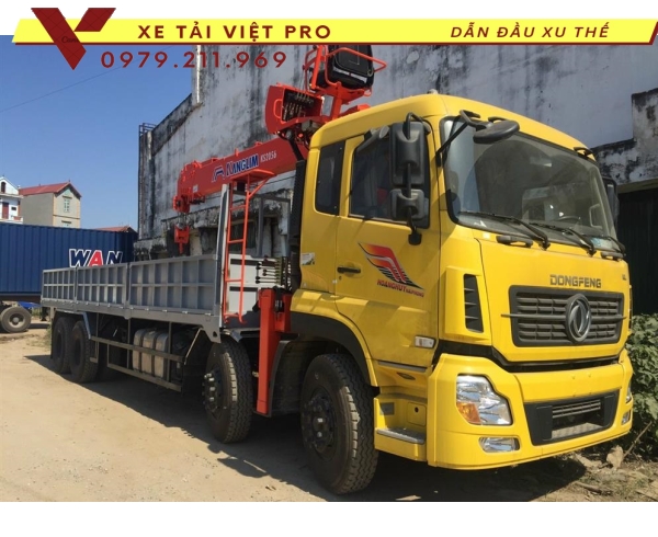 Xe Dongfeng 4 chân gắn cẩu kanglim 8 tấn