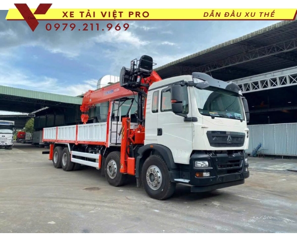 Xe Tải Howo TX350 4 Chân Gắn Cẩu Kanglim 15 Tấn 6 Đốt