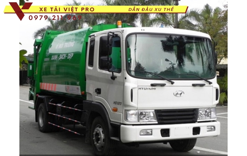 Ô tô Hyundai cuốn ép chở rác 8 khối