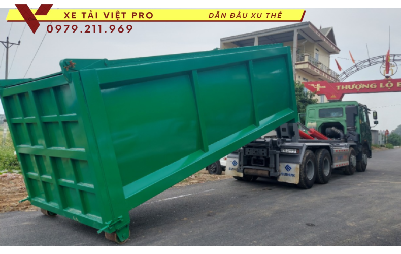 Xe HOWO chở rác thùng rời 27 khối