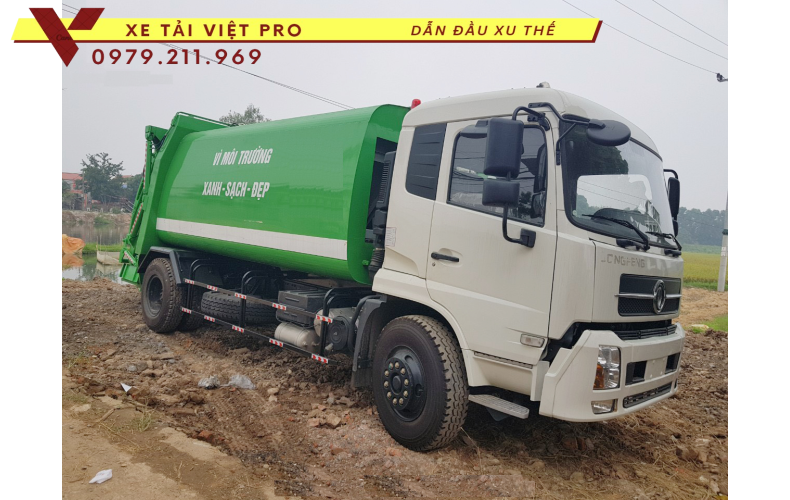 Báo giá Dongfeng 2 chân Xe cuốn ép chở rác 14 khối