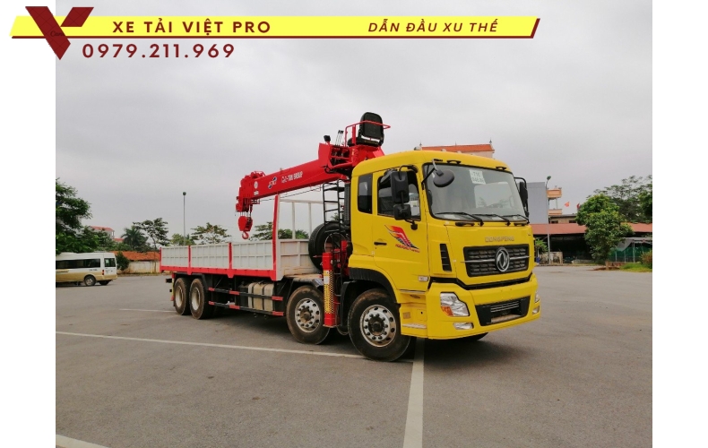 Xe tải Dongfeng 4c gắn cẩu Atom 14 tấn, báo giá mới nhất