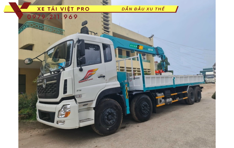 Xe tải Dongfeng 4 chân gắn cẩu Hyundai 8 tấn
