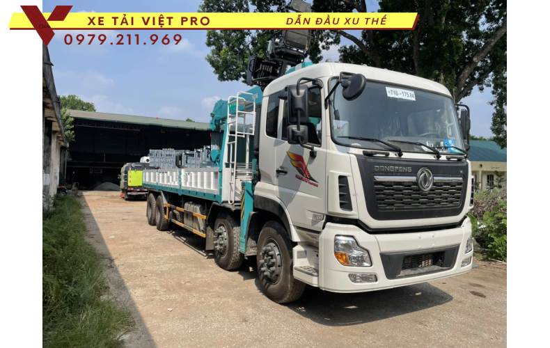 Xe tải Dongfeng 4 chân gắn cẩu Hyundai 8 tấn