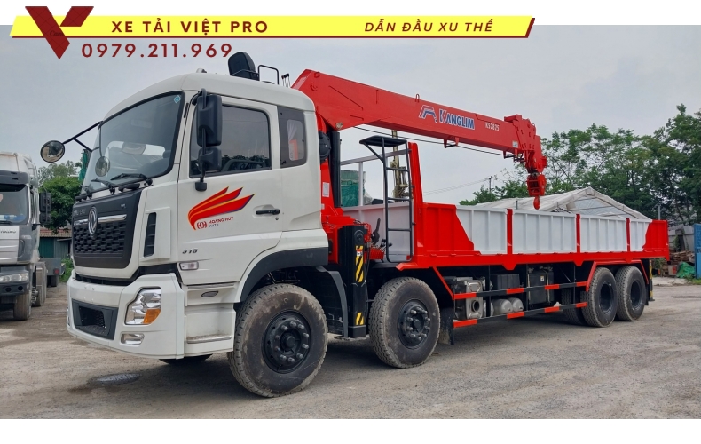 Xe tải DONGFENG 4 chân gắn cẩu KANGLIM 12 tấn