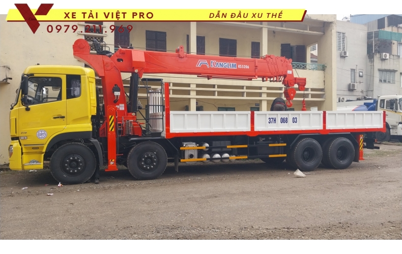 Xe tải Dongfeng 4 chân gắn cẩu Kanglim 15 tấn 6 đốt - Giá tốt chất lượng cao