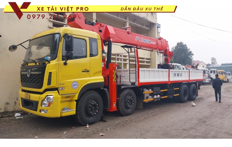 Xe tải Dongfeng 4 chân gắn cẩu Kanglim 15 tấn 6 đốt - Giá tốt chất lượng cao