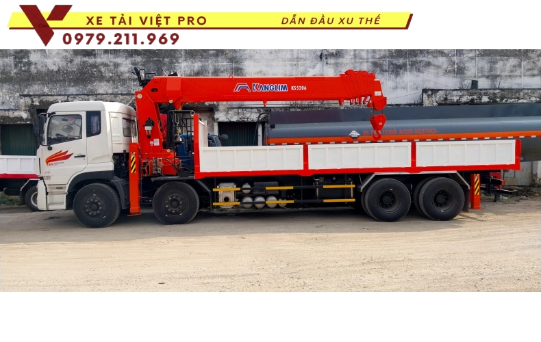 Xe tải Dongfeng 4 chân gắn cẩu Kanglim 15 tấn 6 đốt - Giá tốt chất lượng cao