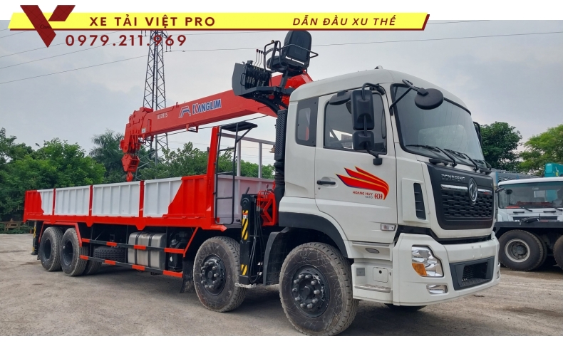 Xe tải Dongfeng 4 chân gắn cẩu Kanglim 15 tấn 6 đốt - Giá tốt chất lượng cao