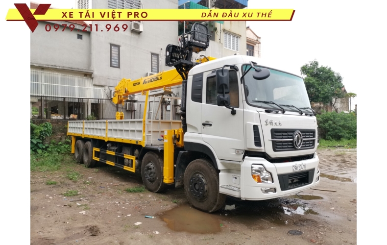 Xe tải Dongfeng 4 chân gắn cẩu Soosan 12 tấn