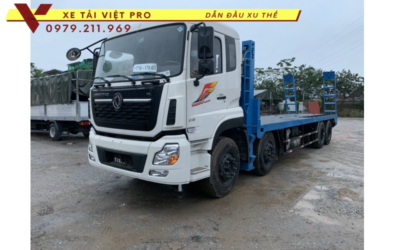 Báo giá xe Dongfeng 4 chân nâng đầu chở máy công trình