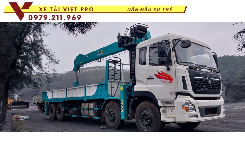 Xe tải Dongfeng 4 chân gắn cẩu Hyundai 12 tấn giá rẻ chất lượng ổn định