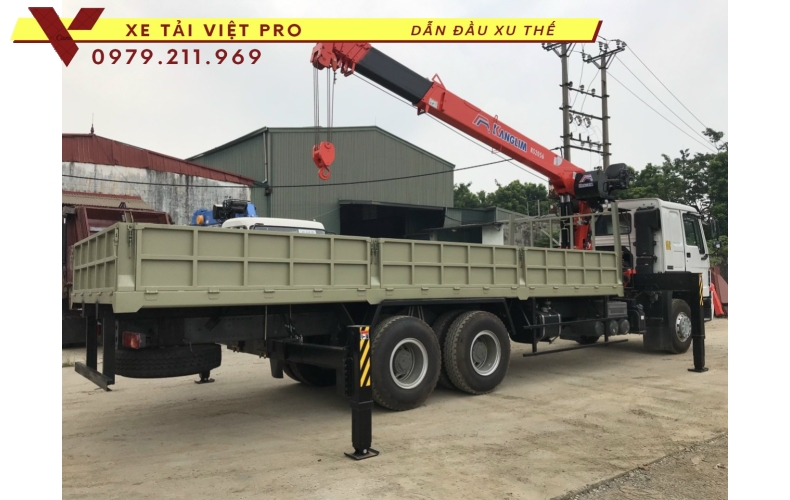 Xe tải Howo 3 chân gắn cẩu Kanglim 8t - Thông số và báo giá mới nhất tại Việt Nam