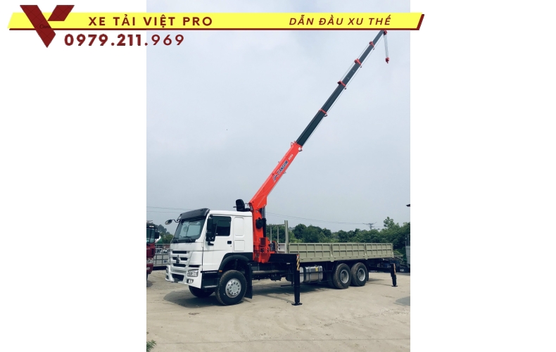 Xe tải Howo 3 chân gắn cẩu Kanglim 8t - Thông số và báo giá mới nhất tại Việt Nam