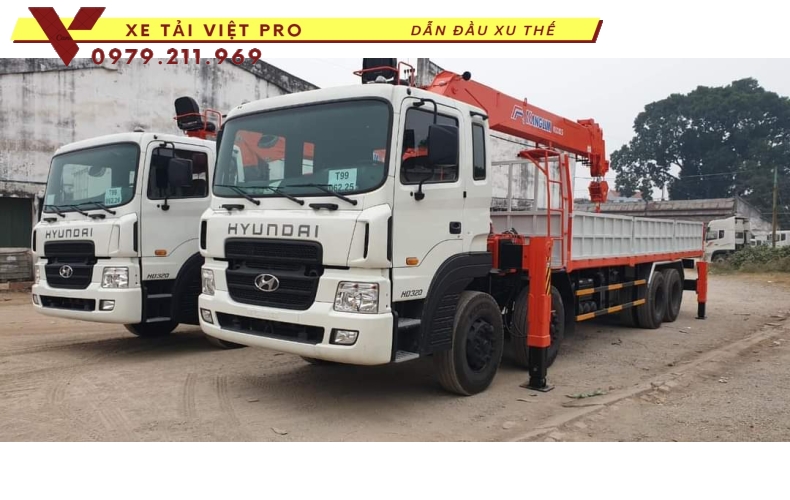 Xe tải Hyundai HD320 gắn cẩu Kanglim 8 tấn 6 đốt