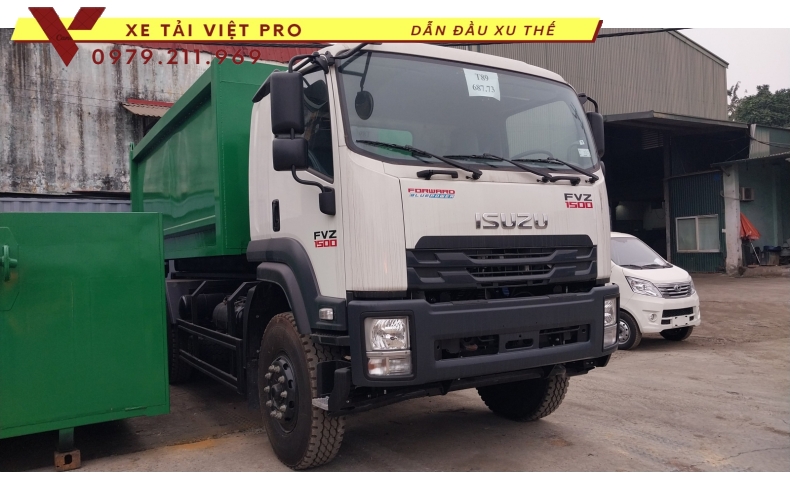 Báo giá ISUZU FVZ 1500 thùng chở hooklift 15 khối mới nhất