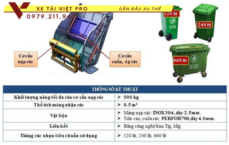 Xe Kia K250 cuốn ép rác 3,3 khối