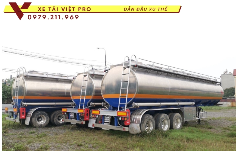 Báo giá sơ mi rơ mooc téc nhôm chở xăng dầu 44 khối