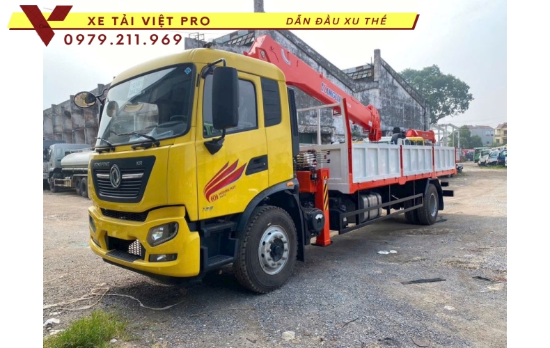 Xe Cẩu Dongfeng 2 Chân Gắn Cần Kanglim 7 Tấn 4 Đốt
