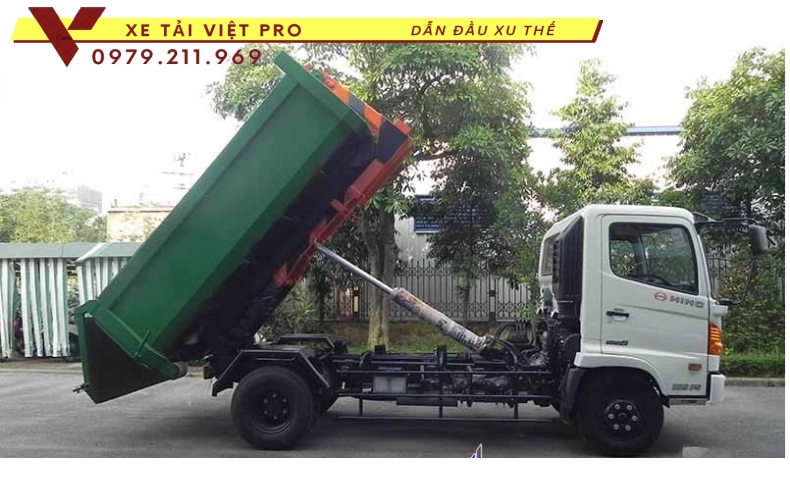 Xe Hino chở rác thùng rời 10 khối