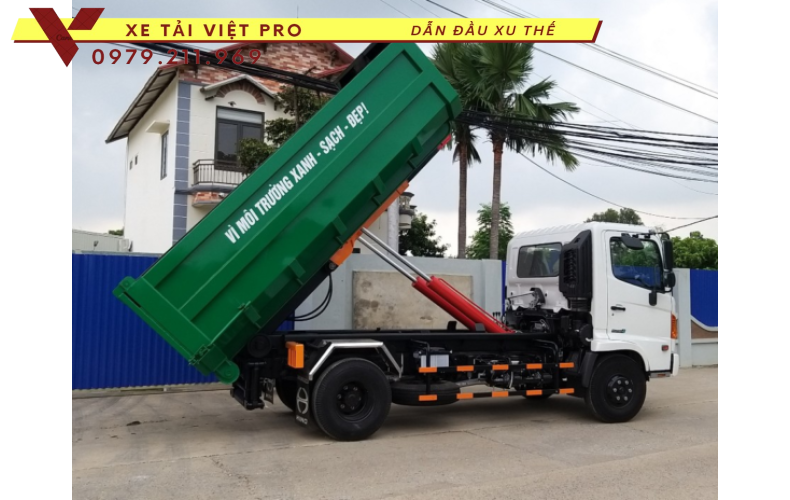 Xe Hino chở rác thùng rời 10 khối