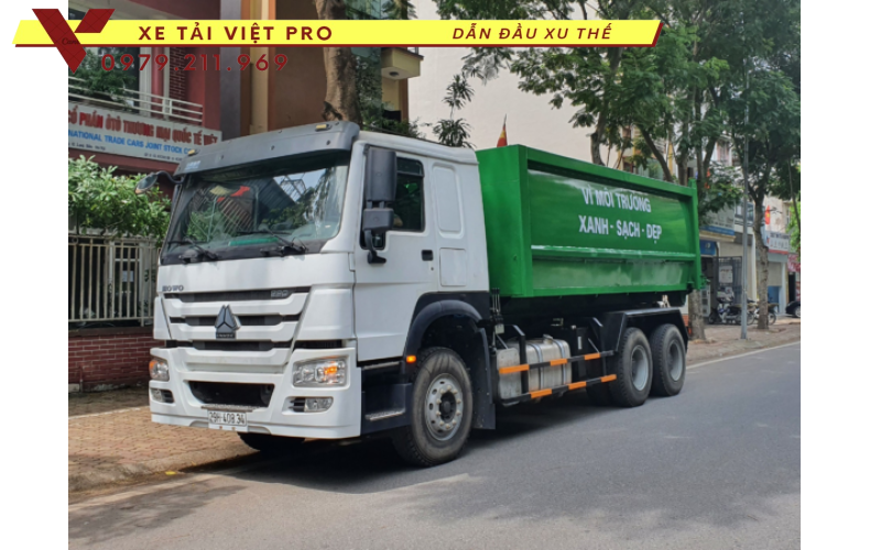 Xe Howo chở rác thùng rời 22 khối