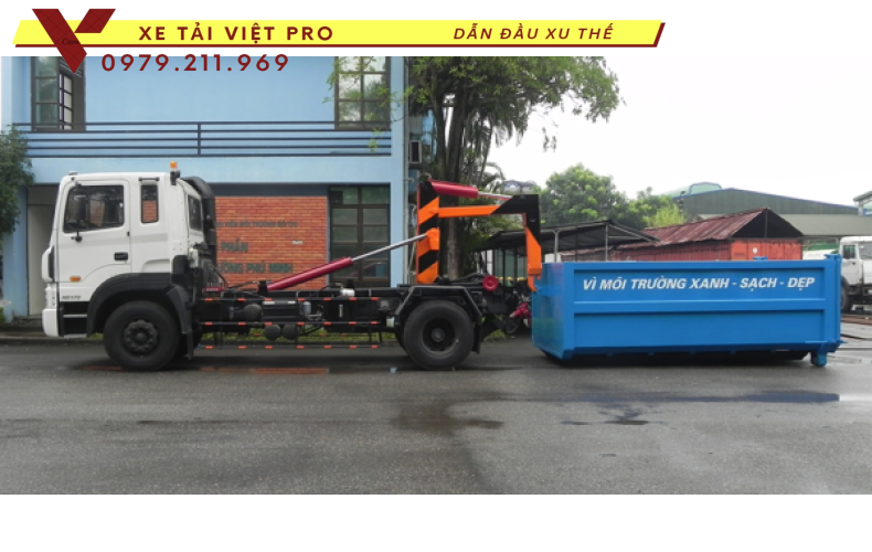 Hyundai HD170 chở rác thùng rời 15 khối