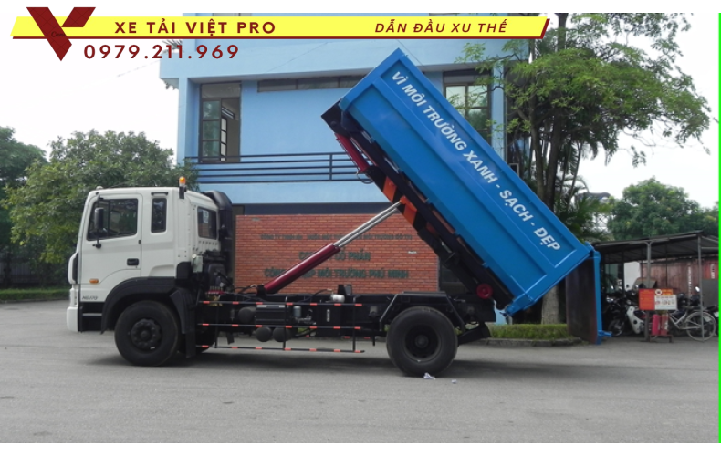 Hyundai HD170 chở rác thùng rời 15 khối