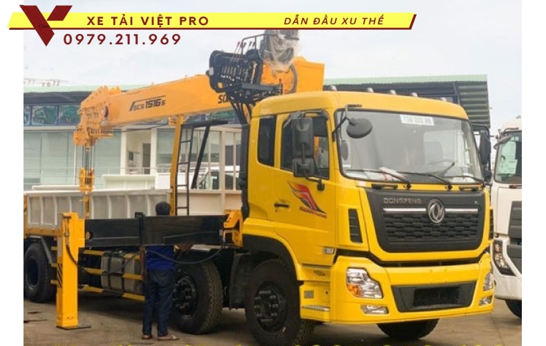 Xe dongfeng 4 chân gắn cẩu Soosan 15 tấn