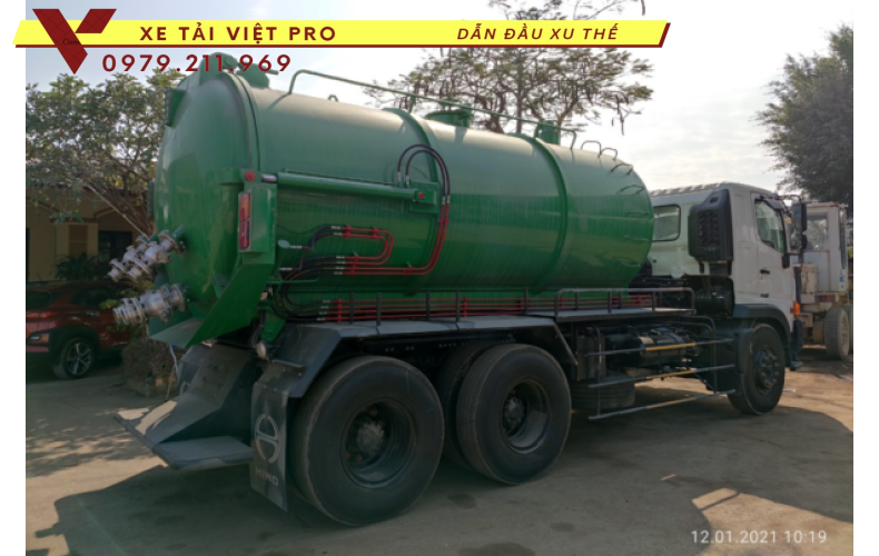 Xe HINO FM hút chất thải 12 khối