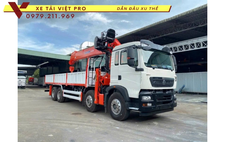 Xe Tải Howo TX350 4 Chân Gắn Cẩu Kanglim 15 Tấn 6 Đốt